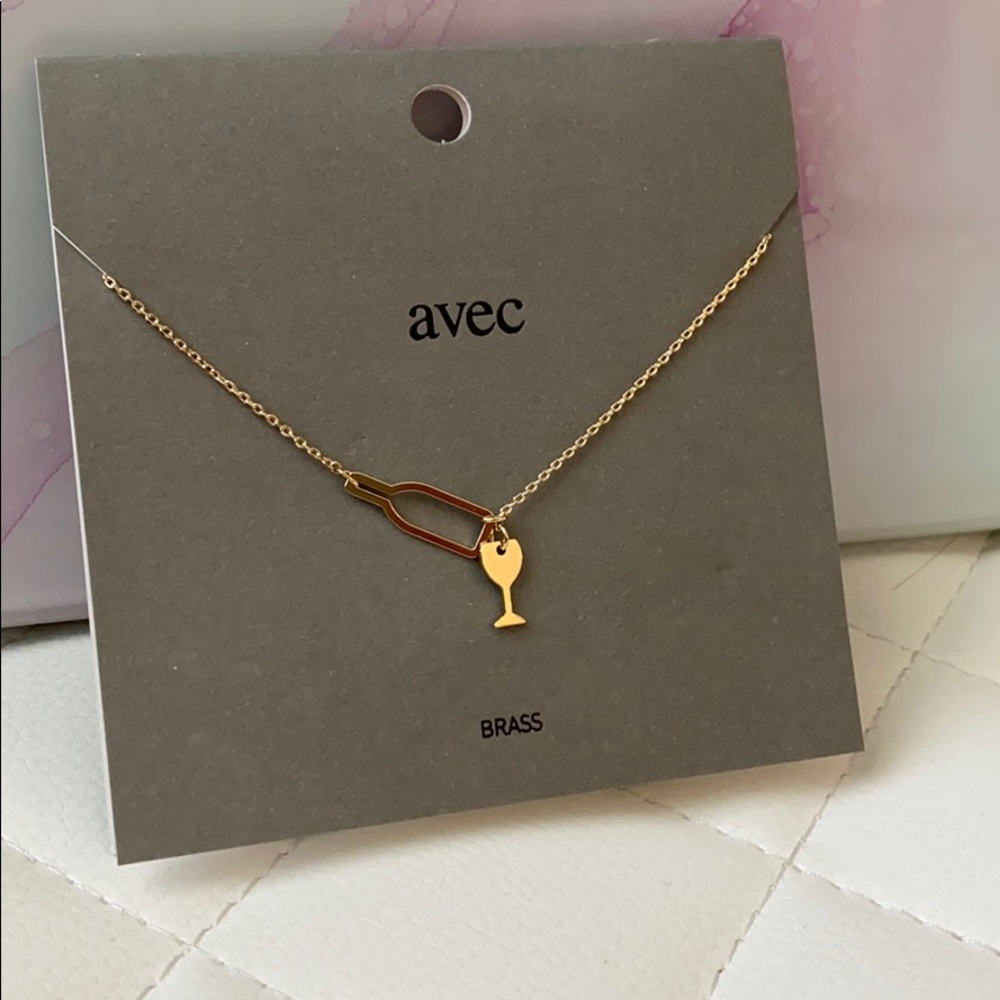 Gold wine glass necklace